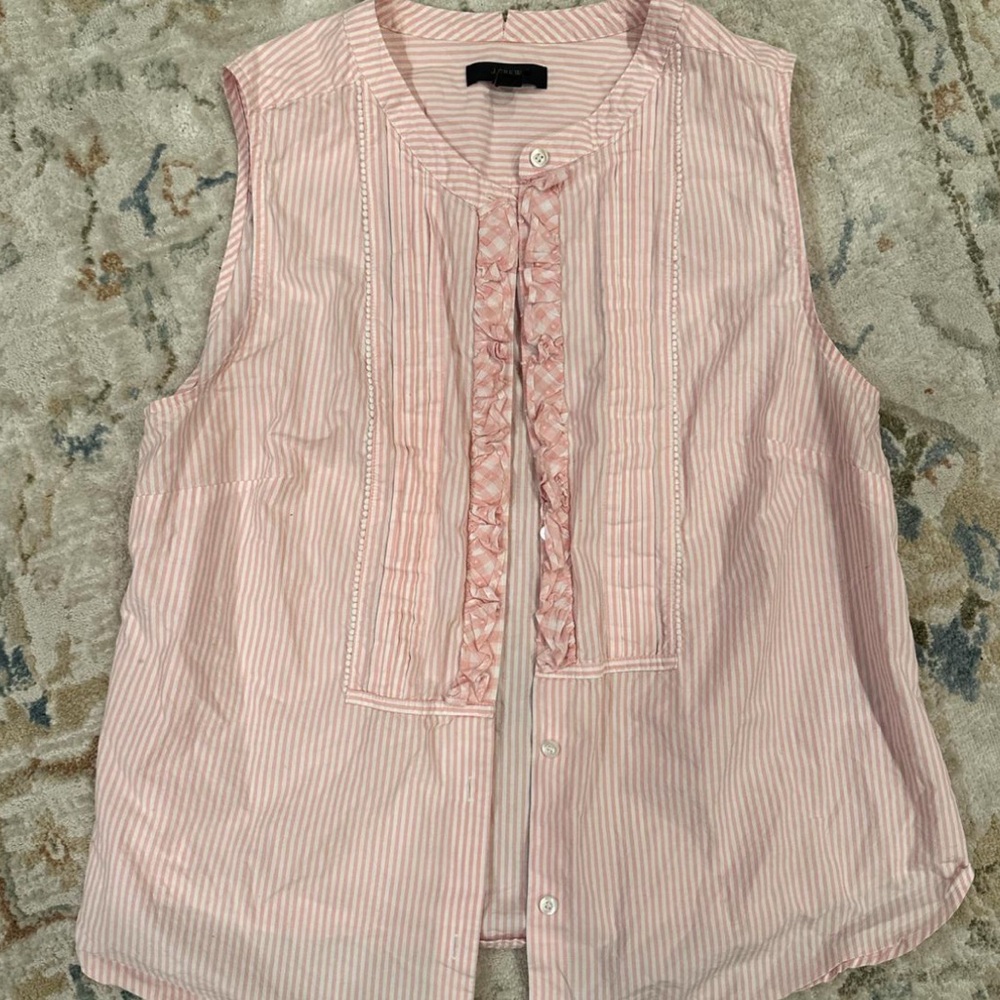 J. Crew Light Pink Striped Sleeveless Blouse